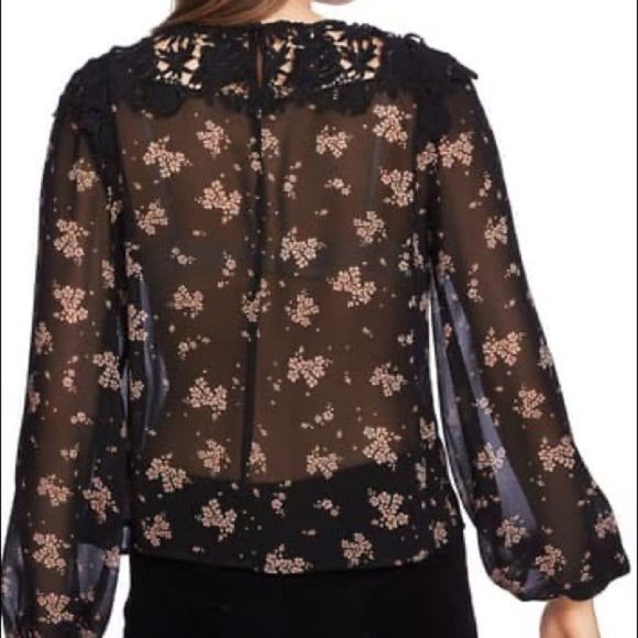1.State Black Lace Inset Ditsy Floral Top NWT - M - Picture 3 of 16